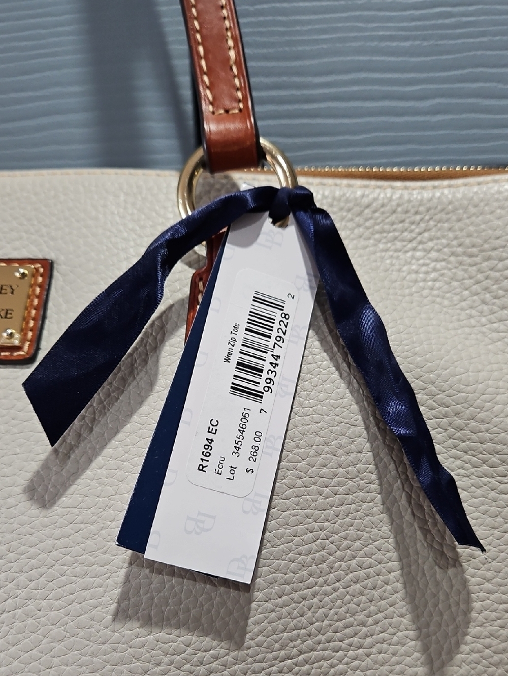 Dooney & Bourke Pebble Leather Wren Zip Tote Bag - Picture 6 of 15